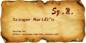 Szinger Marián névjegykártya